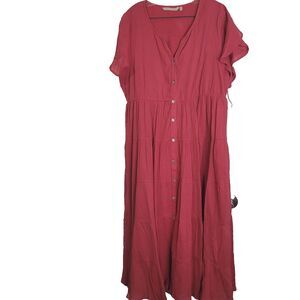Soft Surroundings PXL petite XL dress maxi long button front lining v-neck crepe